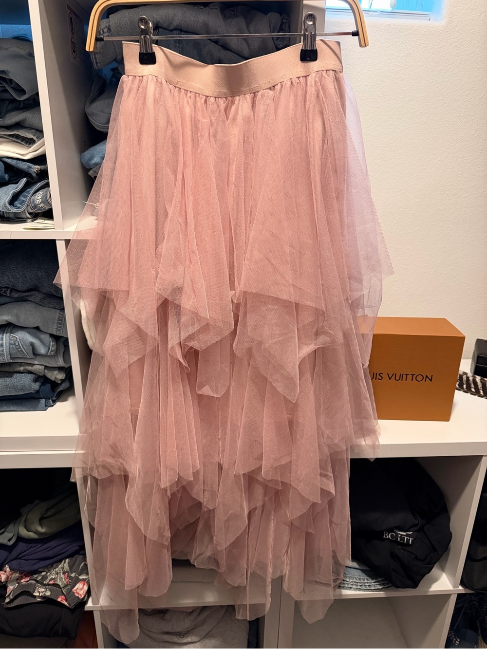 Blush Pink Layered Tulle Maxi Skirt